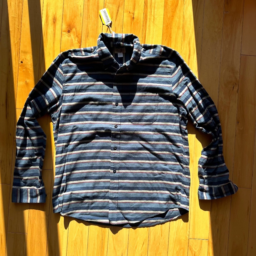 Men's Comfort Stretch Chambray Shirt, Traditional Untucked Fit,‎ Long-Sleeve NWT